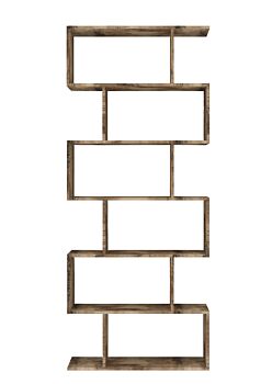 Libreria moderna verticale, colore pero, 6 ripiani, made in Italy