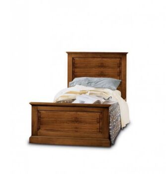 Letto singolo in legno, arte povera - lucidato noce