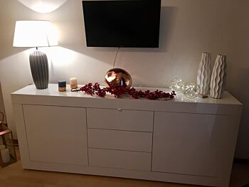 Credenza moderna con cassetti, Bianco Lucido