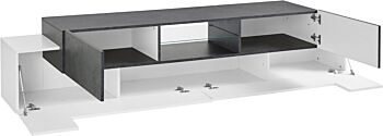 Offerta mobile porta tv bianco lucido e ardesia, 2 ante 2 ribalte