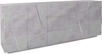 Madia moderna con 4 ante e 3 cassetti in finitura Beton