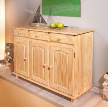 Credenza Moderna, Madia di Design, 3 Ante e 3 Cassetti, Pino