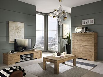 Soggiorno completo, in rovere miele