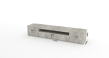Base Porta TV moderna a 2 ante e 1 ribalta, finitura Cemento Zenzero Shop