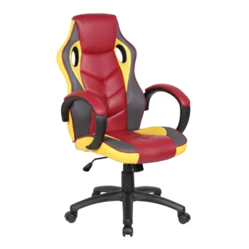 Poltrona Gaming con braccioli in finitura Granata e Giallo, imbottitura in PU Zenzero Shop