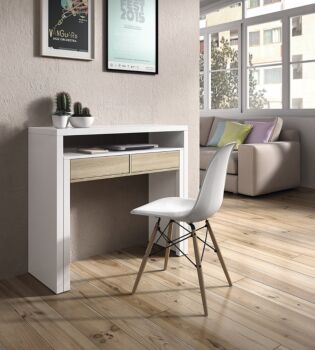 Offerta Scrivania, Consolle allungabile colore bianco artik e rovere canadian