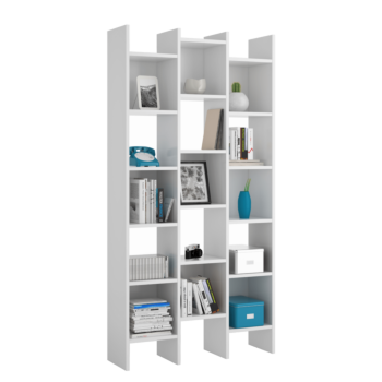 Libreria alta di design, in finitura bianco artik