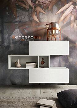 Madia moderna sospesa GJ 504 in finitura Frassinato Bianco