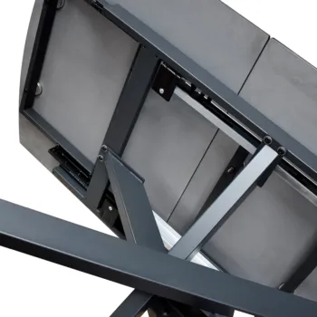 Tavolo moderno 150 x 90 cm, con piano in ceramica finitura Marmo Nero 