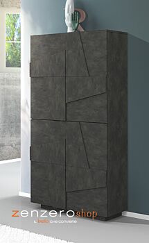Scarpiera a 4 ante con disegni geometrici in finitura Ardesia