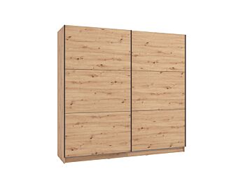 Armadio scorrevole L.220, stile industy, finitura Rovere