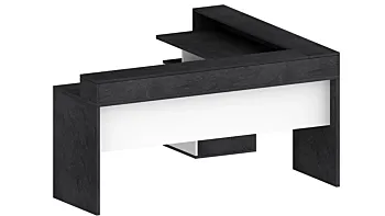 Scrivania angolare 3 cassetti, 180/160x90x60 h cm, Bianco laccato lucido e Ardesia