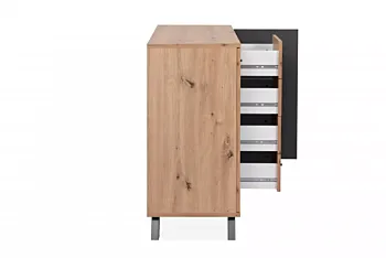 Credenza 2 ante e 4 cassetti, colore Rovere Oak e Antracite 