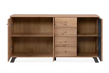 Madia 3 ante e 4 cassetti, finitura Rovere Oak e Antracite 