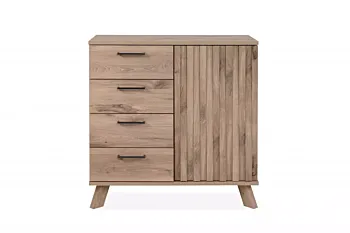 Credenza 1 anta e 4 cassetti finitura Quercia del Nord