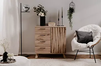 Credenza 1 anta e 4 cassetti finitura Quercia del Nord