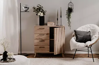 Credenza 1 anta e 4 cassetti finitura Quercia del Nord