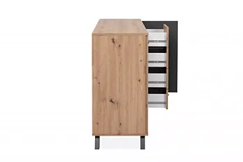 Madia 3 ante e 4 cassetti, finitura Rovere Oak e Antracite 