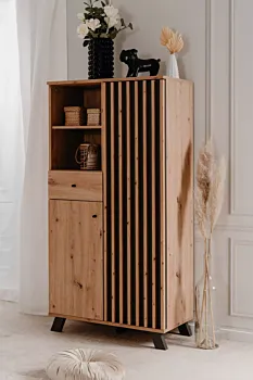 Madia alta stile nordico, finitura Rovere Oak e Antracite in offerta 
