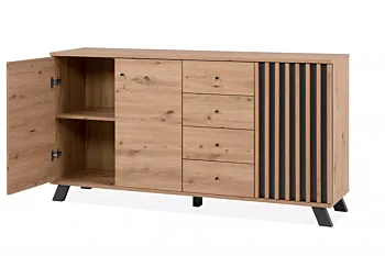 Madia 3 ante e 4 cassetti, finitura Rovere Oak e Antracite 