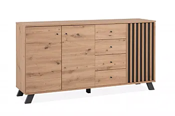 Madia 3 ante e 4 cassetti, finitura Rovere Oak e Antracite 