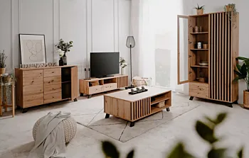 Nuovo Soggiorno completo stile nordico, finitura Rovere Oak e Antracite 