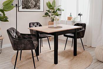 Tavolo allungabile stile nordico, finitura Rovere oak e Nero