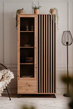 Offerta Vetrina stile nordico, finitura Rovere Oak e Antracite 