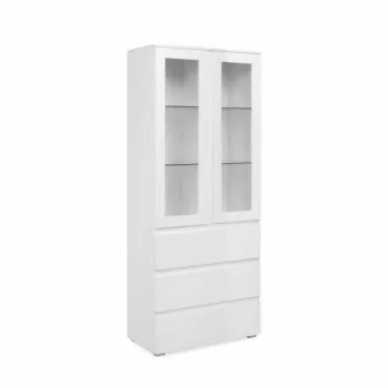 Vetrina moderna 3 cassetti, colore Bianco lucido
