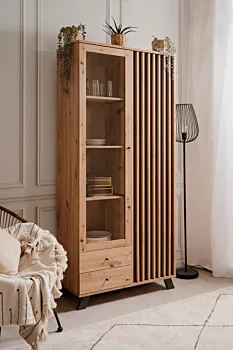 Offerta Vetrina stile nordico, finitura Rovere Oak e Antracite 
