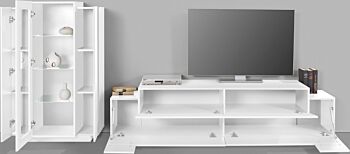 Conveniente Soggiorno elegante con vetrina e porta tv in finitura Bianca