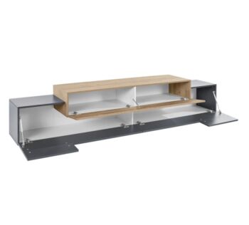 Conveniente Porta TV L.240 cm, finitura Ardesia e Oak