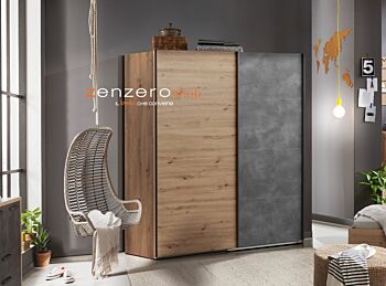 Armadio industry con 2 ante scorrevoli, finitura Rovere e Grigio smoke