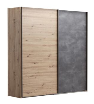 Camera completa Industry  in finitura Rovere e Grigio smoke