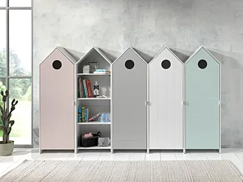 Armadietto per bambini, 58x172x37 h cm, color Bianco