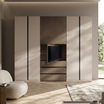 Armadio pannello tv integrato, Cashmere e Bronzo, L.277