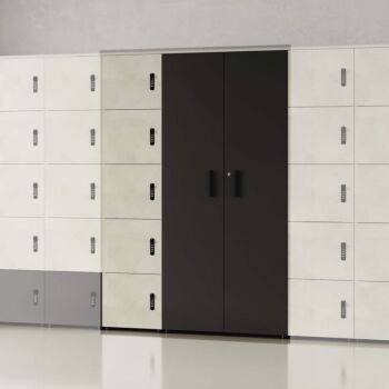 Armadietto ufficio con lockers e 2 ante, Malta e Nero
