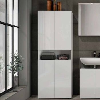 Bagno moderno completo con specchio, finitura Bianco 