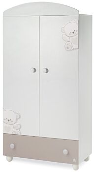 Culla Mr.Bear bianca e choco con ruote, decori con orsetti