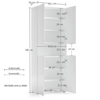 Bagno moderno completo con specchio, finitura Bianco 