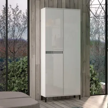Moderna scarpiera con 3 ante e 10 ripiani Bianco lucido