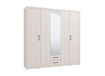 Nuovo Armadio di design battente, Bianco frassino con specchio centrale