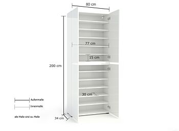 Armadio multiuso 4 ante minimal Bianco lucido in offerta