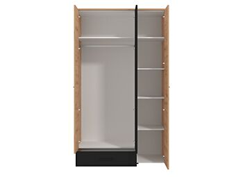Armadio industry con specchio a 3 ante, finitura Rovere e Nero