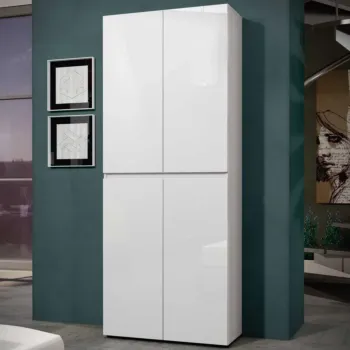 Armadio multiuso 4 ante minimal Bianco lucido in offerta