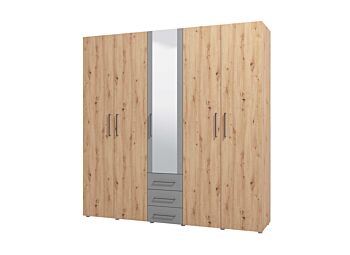 Armadio industry finitura rovere 5 ante battenti