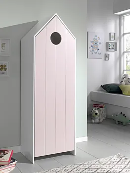 Armadietto per bambini, 58x172x37 h cm, color Bianco e Rosa Zenzero Shop