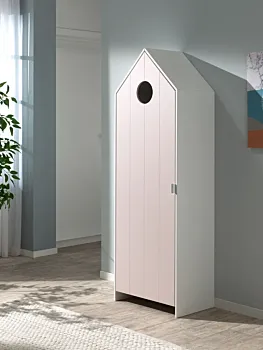 Armadietto per bambini, 58x172x37 h cm, color Bianco e Rosa Zenzero Shop