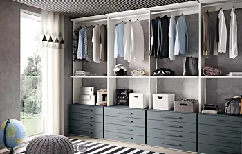 Cabina a giorno per camere da letto, finitura Blu reale e Bianco frassino Zenzero Shop