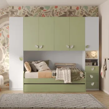 Divano letto camerette, seconda rete estraibile, Pistacchio